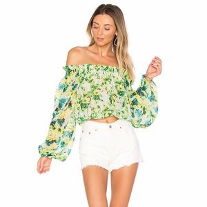 Rococo Sand Romantic Floral Top in Green